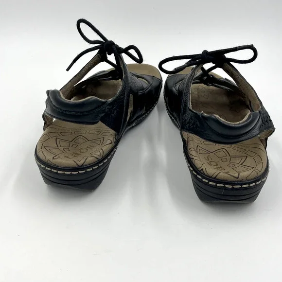 Taos Sandals Women 7 Black Ghilbert Leather Comfort Lace Up Outdoor Active Wedge - Picture 5 of 13